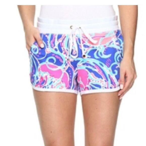 LILLY PULITZER SHORTS JELLIES BE JAMMIN IRIS BLUE CHRISSY LOUNGE SZ S BEACH CHIC - Picture 2 of 16